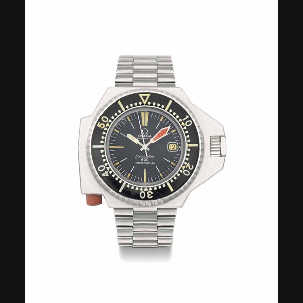 Omega. A highly unusual and rare large stainless steel automatic diver's wristwatch with sweep centre seconds, date and bracelet SIGNED OMEGA, AUTOMATIC, SEAMASTER 600 PROFESSIONAL, "PLOPROF" MODEL, MOVEMENT NO. 32'055'004, CASE NO. 166.077, REF. ST 166.077, MANUFACTURED IN 1972