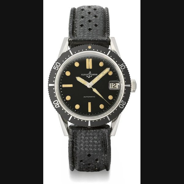 Ulysse Nardin Ulysse Nardin. A rare and unusual stainless steel automatic diver's wristwatch with sweep centre seconds, date and black lacquer dial