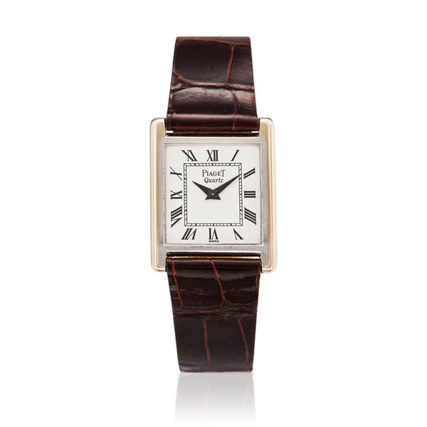 Piaget Reference 70802, A white gold rectangular wristwatch, Circa 1990
