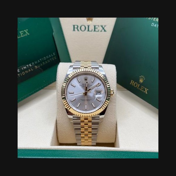 Rolex Datejust41 NEW 2025 Two Tone Yellow Gold Silver Stick Dial Jubilee Bracelet Fluted Bezel Ref. 126333