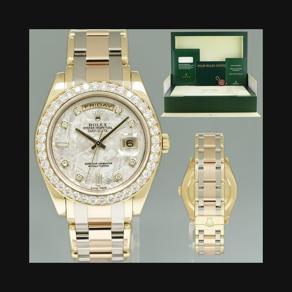 Rolex Rolex Day-Date2008 MINT Rolex 18948 Meteorite Masterpiece Diamond Tridor 39mm Rose Gold Watch Box