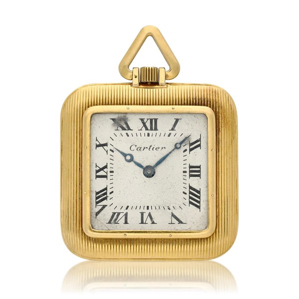 Cartier A yellow gold squared shaped open faced watch, Circa 1925