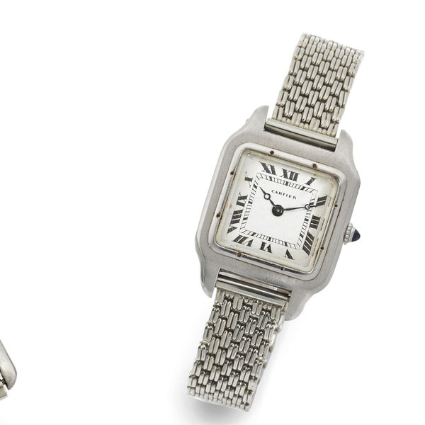 Breguet Cartier. A fine and rare platinum manual wind bracelet watch Panthère, Ref:5019, Inside Case No.12465, Case Back No.5285, Circa 1930