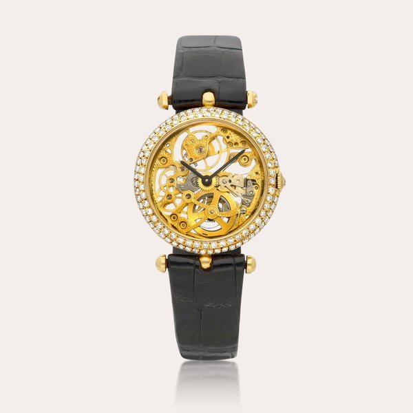 Van Cleef & Arpels A yellow gold and diamond-set skeletonised wristwatch, Circa 1980 | 梵克雅寶 | 黃金鑲鑽石鏤空腕錶，約1980年製