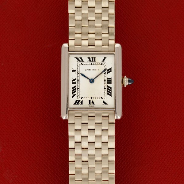 Cartier Cartier White Gold Tank Louis Extra Plate on Bracelet 1970s 