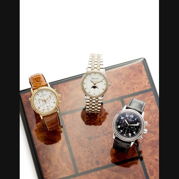 Blancpain Blancpain. A fine 18K gold automatic split second chronograph wristwatch with box and papers Villeret, Ref:1186141855, No.242, Circa 1995 · 1186141855