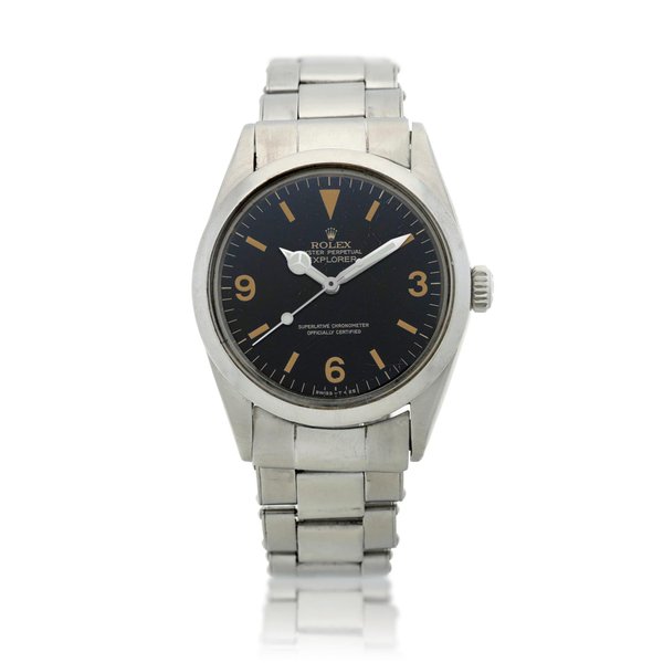 Rolex Reference 1016 Explorer, A stainless steel automatic wristwatch with bracelet and open chapter ring gilt dial, Circa 1965 · 1016
