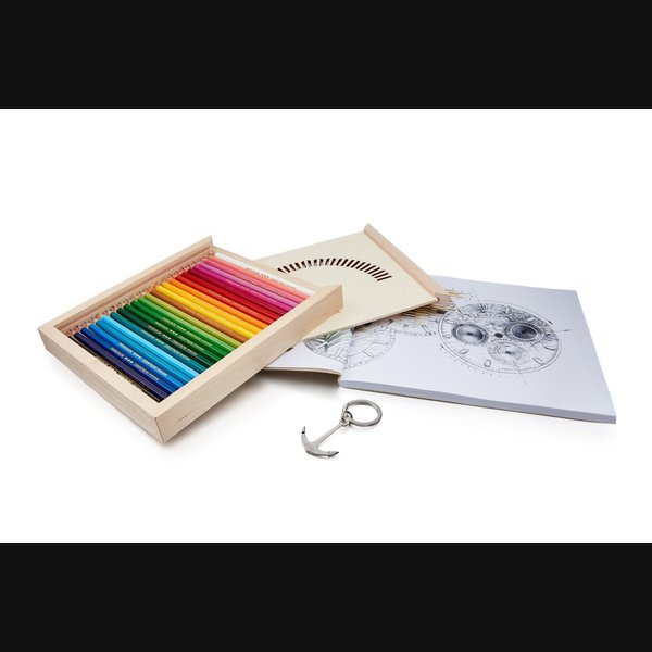 Rolex A commemorative set of coloured pencils, sketchbook and a Submariner anchor keychain made for Baselworld 2020 | 勞力士 | 一套紀念顏色鉛筆、素描本及 Submariner 船錨鑰匙扣，為 Baselworld 2020 而製