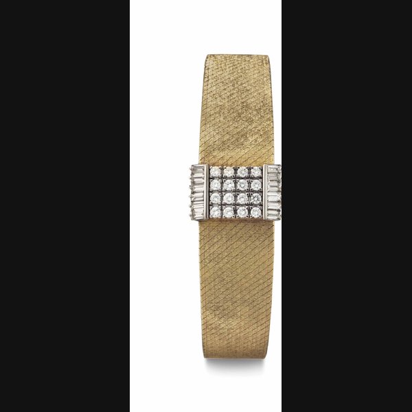 Patek Philippe. A Lady's 18k Gold and Diamond-set Bracelet Wristwatch With Cover SIGNED PATEK PHILIPPE, GENÈVE, REF. 3319/4, MOVEMENT NO. 995'320, CASE NO. 2'662'876, MANUFACTURED IN 1968
