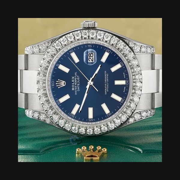 Rolex Rolex Datejust II41mm Watch 4.5CT Diamond Watch With Blue Stick Dial Box Paper