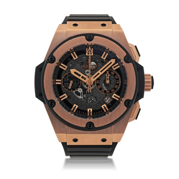 Hublot BIG BANG KING POWER UNICO, REF 701.OX.0180.RX LIMITED EDITION PINK GOLD AND RUBBER SEMI-SKELETONIZED FLY-BACK CHRONOGRAPH WRISTWATCH WITH DATE CIRCA 2012 · 701.OX.0180.RX