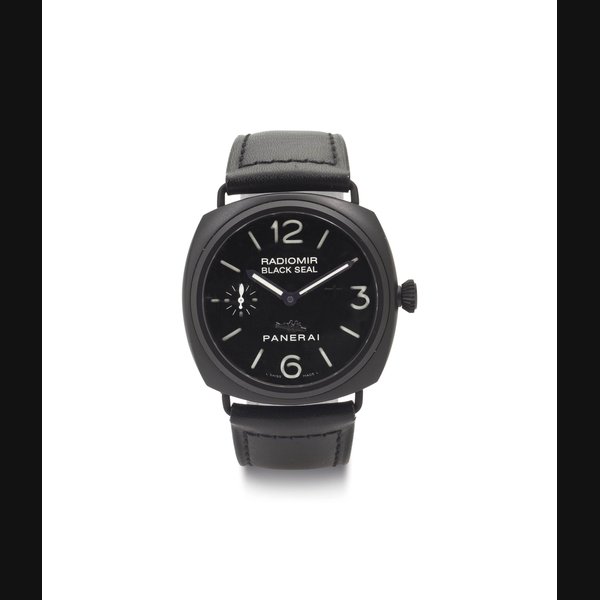 Panerai. An Oversized Black Ceramic Cushion Diver's Wristwatch with Eccentric Seconds SIGNED OFFICINE PANERAI, RADIOMIR, BLACK SEAL CERAMIC, NO. J0518/1000, REF. OP 6723, MOVEMENT NO. 522337, CASE NO. BB 1261792, PAM 00292, CIRCA 2009