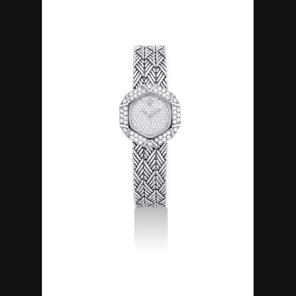 Audemars Piguet AUDEMARS PIGUET. A LADY'S 18K WHITE GOLD AND DIAMOND-SET DODECAGON-SHAPED BRACELET WATCH SIGNED AUDEMARS PIGUET, REF. 8688BC, MOVEMENT NO. 191'670, CASE NO. B25025, MANUFACTURED IN 1979