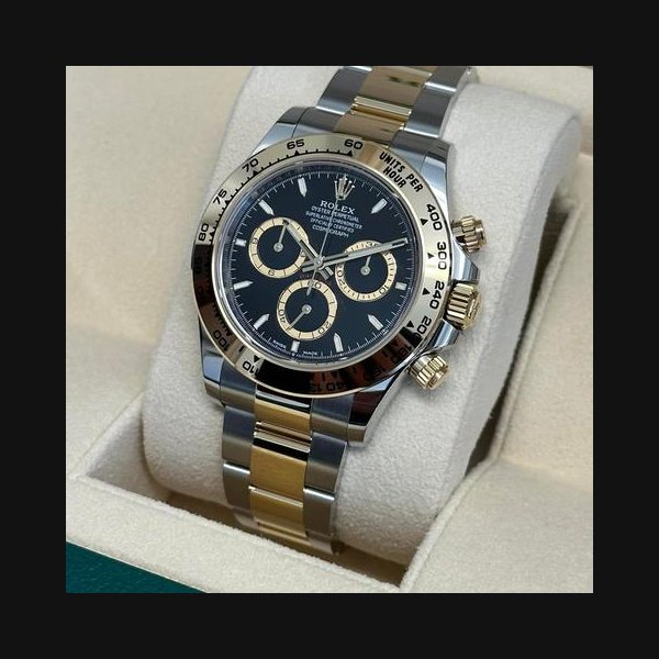 Rolex DaytonaUNWORN 2024 126503 Daytona 40mm Two Tone Yellow Gold Black Dial Oyster Bracelet