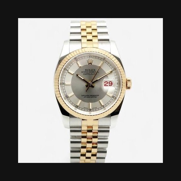 Rolex RolexTwo-Tone Tuxedo Dial Roulette Date Wheel Datejust 116233 White Face 36mm Men's Combo Watch 2006 [U]