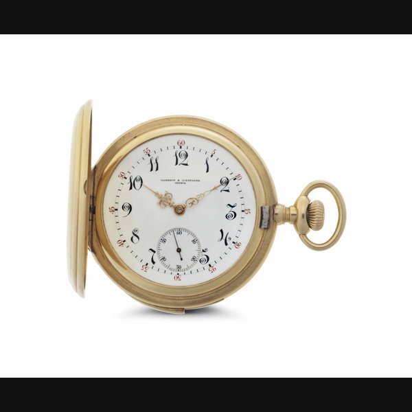 Vacheron Constantin Vacheron Constantin. A Rare 18k Pink Gold Five Minute Repeating Hunter Case Keyless Lever Watch with Unusual Dial and American Case SIGNED VACHERON CONSTANTIN, GENEVA, RETAILED BY HAMANN & KOCK, MOVEMENT NO. 177'342, MANUFACTURED IN 1893