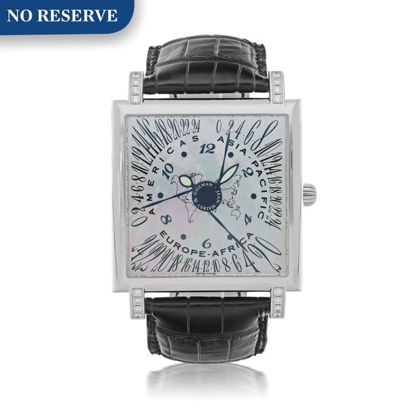 Jean-Mairet & Gillman CONTINENTES STAINLESS STEEL AND DIAMOND-SET MULTI TIME-ZONE WRISTWATCH CIRCA 2005