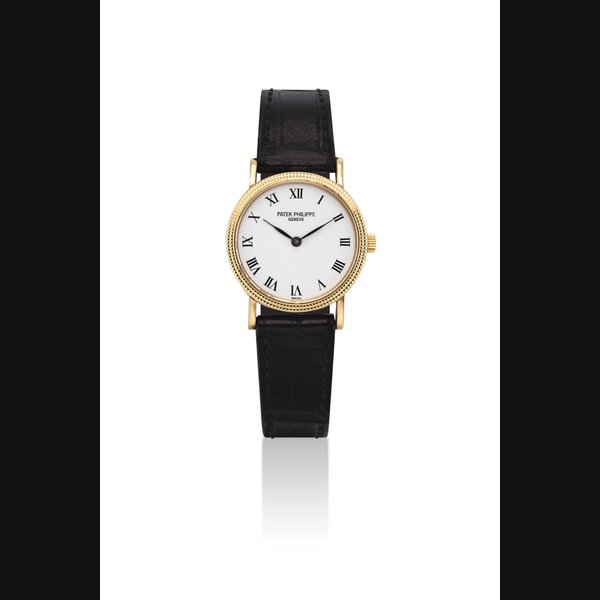 PATEK PHILIPPE. A LADY'S 18K GOLD WRISTWATCH SIGNED PATEK PHILIPPE, GENEVE, REF. 4809, MOVEMENT NO. 1'416'977, CASE NO. 2'943'275, CIRCA 1993