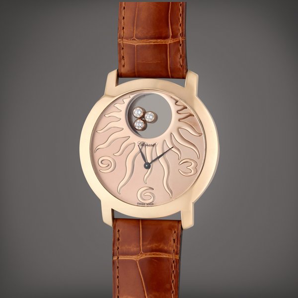 Chopard Reference 4176 Happy Sun | A pink gold and wristwatch with diamonds, Circa 2010
