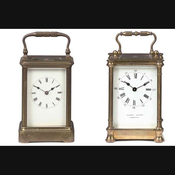 Two French brass carriage clocks