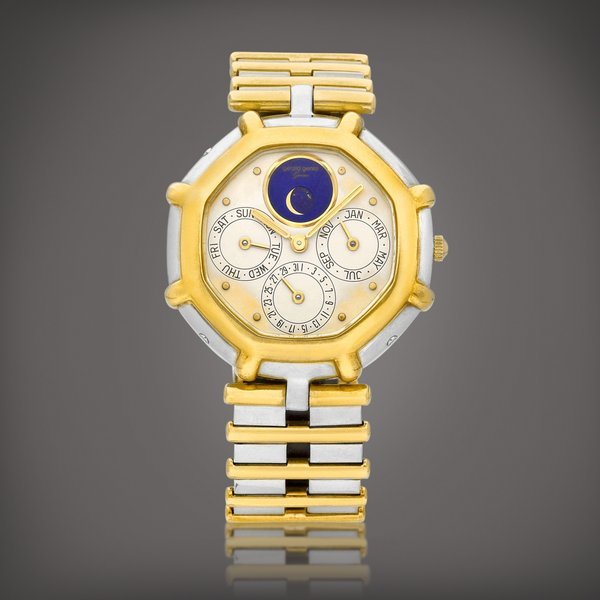 Gérald Genta Perpétuel, Reference G2599.4 | A two-coloured gold perpetual calendar bracelet watch with moon phases, Circa 1982 | Perpétuel 型號G2599.4 | 雙色金萬年曆鏈帶腕錶，備月相顯示，約1982年製 · G2599.4
