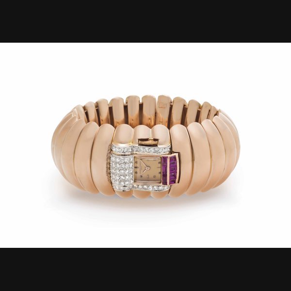 Vacheron Constantin Vacheron Constantin. A Lady's Rare and Unusual 18k Pink Gold and Gem-set Bracelet Watch SIGNED VACHERON CONSTANTIN, GENEVE, REF. 4271, MOVEMENT NO. 435'440, CASE NO. 284'383, MANUFACTURED IN 1944