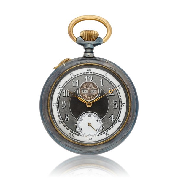Various Vacheron Constantin, Unsigned Swiss, Draga Watch Co. A silver hunting cased verge watch together with a keyless lever gun metal calendar watch and a gun metal novelty watch Circa 1825, 1915, 1920