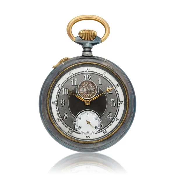 Various Vacheron Constantin, Unsigned Swiss, Draga Watch Co. A silver hunting cased verge watch together with a keyless lever gun metal calendar watch and a gun metal novelty watch Circa 1825, 1915, 1920
