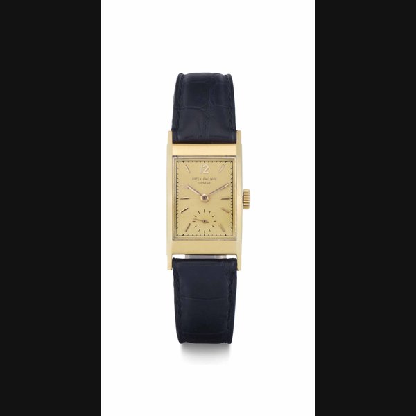 Patek Philippe. A Fine 18k Gold Rectangular-Shaped Wristwatch SIGNED PATEK PHILIPPE, GENEVE, REF. 2461, MOVEMENT NO. 976'760, CASE NO. 680'286, MANUFACTURED IN 1956