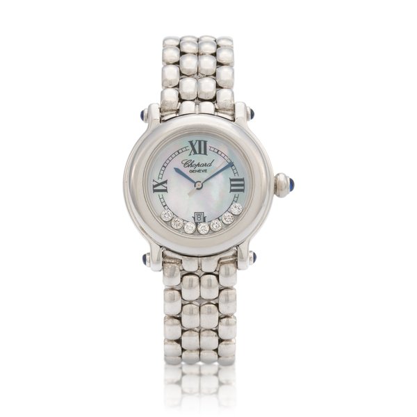 Chopard Happy Sport, Ref. 27/8238-23  White gold and diamond-set wristwatch with date, bracelet and mother-of-pearl dial  Circa 2000 · 27/8238-23