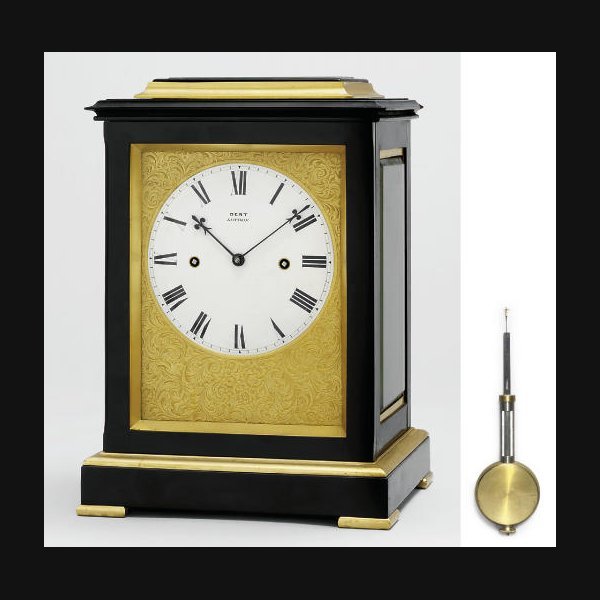  A Victorian ebonised and gilt-brass-mounted striking eight day five glass table clock DENT, LONDON, NO. 16307. LATE 19TH CENTURY