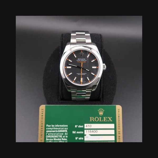 Rolex Rolex MilgaussOG Black + Orange Lightning Bolt