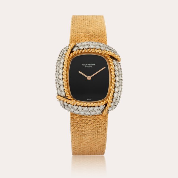 Patek Philippe Reference 4297/2 | A yellow gold and diamond-set bracelet watch with onyx dial | Made in 1976 · 4297/2