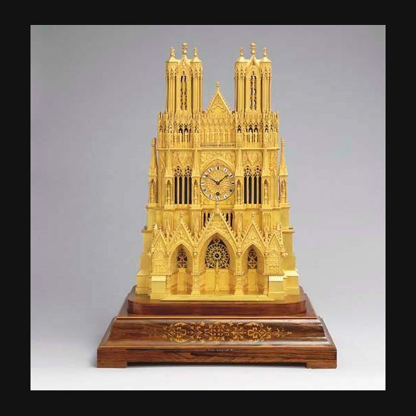 A Charles X large ormolu and inlaid rosewood striking cathedral clock LE ROY & FILS, PARIS. CIRCA 1830