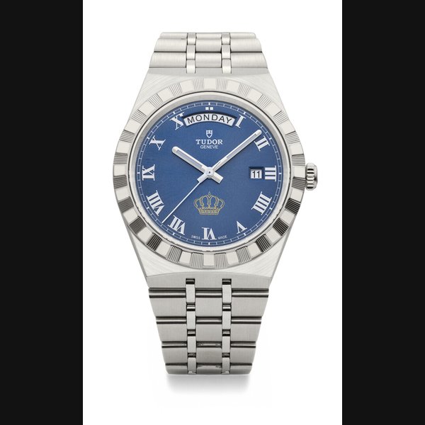 Tudor TUDOR. AN EXTREMELY RARE AND DESIRABLE STAINLESS STEEL AUTOMATIC WRISTWATCH WITH SWEEP CENTRE SECONDS, DAY, DATE AND BRACELET, MADE FOR THE JORDANIAN ROYAL GUARDS SIGNED TUDOR, ROYAL MODEL, REF. 28600, CASE NO. 21430A1, CIRCA 2022, Price & Market Data
