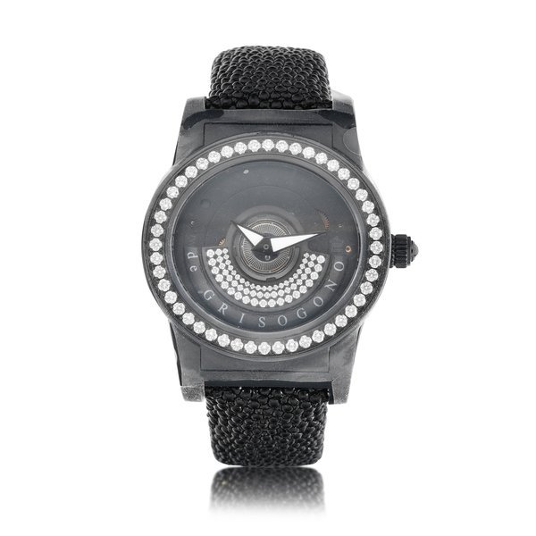 de Grisogono de Grisogono | Tondo By Night S15, A fiberglass and diamond-set semi-skeletonized wristwatch, Circa 2018 | Tondo By Night S15   玻璃纖維鑲鑽石半鏤空腕錶，約2018年製