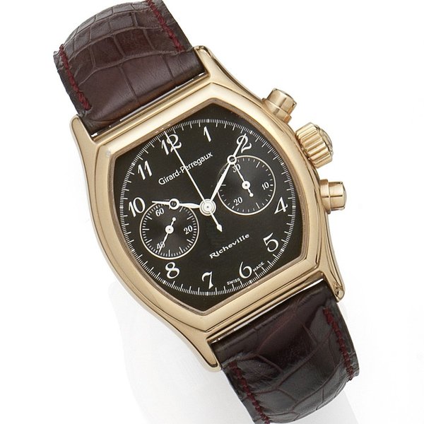 Girard-Perregaux Girard-Perregaux. An 18K gold manual wind calendar wristwatch Richville Tonneau, Ref:2710, No.OR-157, Movement No.8381-423, Circa 2000, Price & Market Data