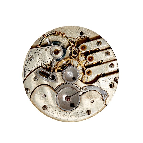 Elgin. An 18K gold open face watch with convertible movement and fancy dialNo. 1076543