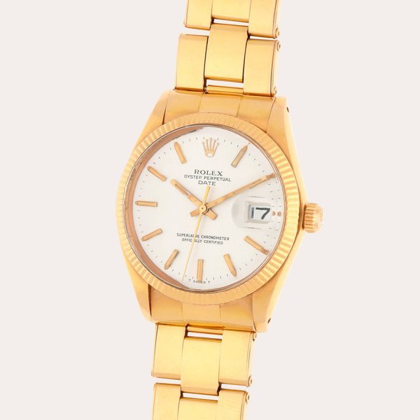Rolex Oyster Perpetual Date, Reference 1503 | A yellow gold wristwatch with date and bracelet | Circa 1972 · 1503