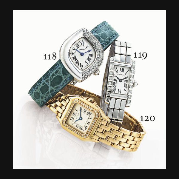 CARTIER. A LADY'S RARE 18K PINK GOLD AND DIAMOND WRISTWATCH WITH BRACELET SIGNED CARTIER, "PANTHERE", CASE NOS. 2057915 00203, CIRCA 1995
