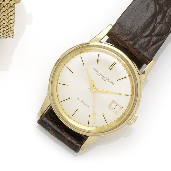 IWC International Watch Company. An 18K gold automatic calendar wristwatch Ref:807A, Case No.1732628, Movement No.1831658, Circa 1966
