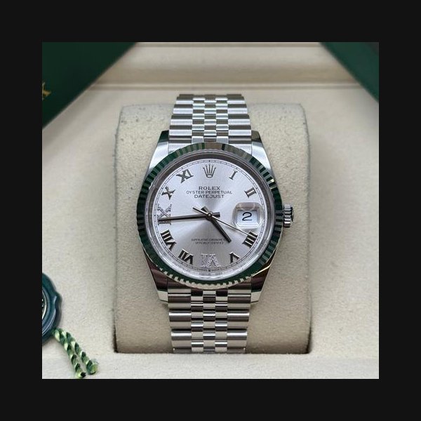 Rolex Rolex Datejust36 NEW 2026 Silver Roman Diamond 6 9 Dial Stainless Steel Fluted Jubilee Bracelet