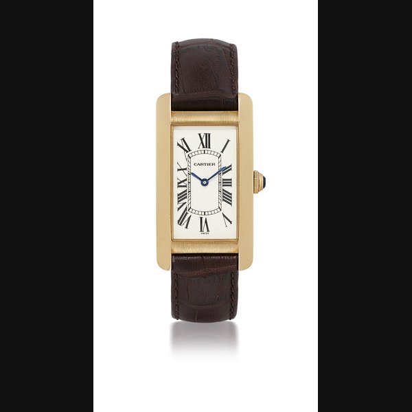 CARTIER, TANK AMERICAINE LADY'S YELLOW GOLD QUARTZ WRISTWATCH NO. CC754401, CIRCA 1990