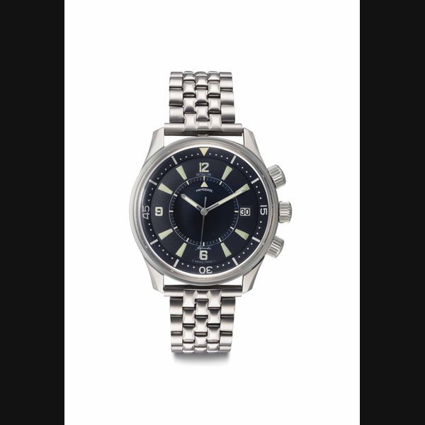 Jaeger-Lecoultre Jaeger-LeCoultre. A Fine and Rare Stainless Steel Automatic Diver's Wristwatch with Center Seconds, Date, Alarm and Bracelet Signed Jaeger-LeCoultre, Automatic, Memodate Polaris Model, Ref. E859, Movement No. 1'881'931 Case No. 1'099'714, Manufactured in 1967