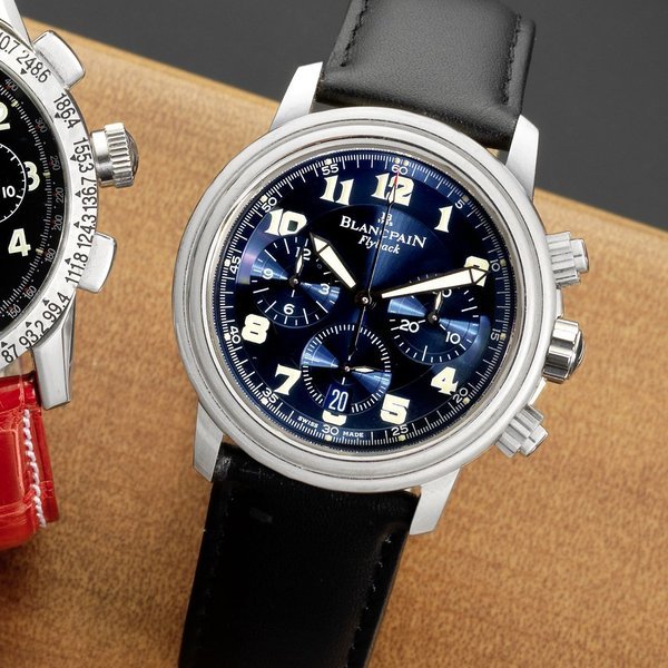 Blancpain Blancpain. An 18ct white gold automatic calendar chronograph wristwatch Flyback, No.27/100, Recent
