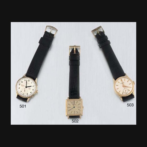 Patek Philippe. An 18ct Gold Circular Cased Wristwatch SIGNED PATEK PHILIPPE, CALATRAVA, MOVEMENT NO 969285, CASE NO 304329, REF. 96, MANUFACTURED IN 1951