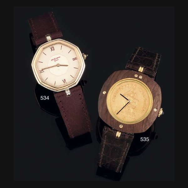 Gerald Genta Gerald Genta. An 18ct Gold and Wood Special Edition Wristwatch SIGNED GERALD GENTA, CHRISTOFORO COLOMBO, SANTA MARIA, CASE NO G33927-61079, CIRCA 1990