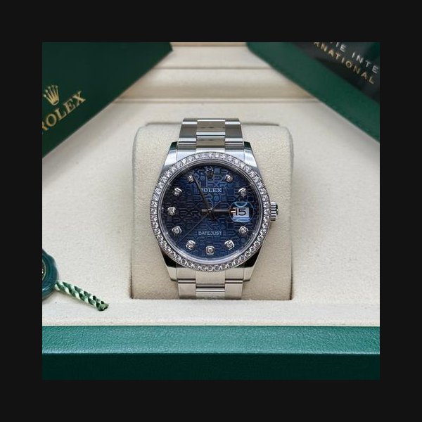 Rolex Datejust36 Blue Celebration Motif Dial Diamond Bezel Stainless Steel Oyster Bracelet Ref. 126284RBR