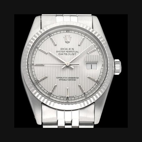 Rolex Rolex Datejust16014 / Silver Tapestry Dial / BOX & PAPERS / White Gold / Jubilee / 36mm / 1987