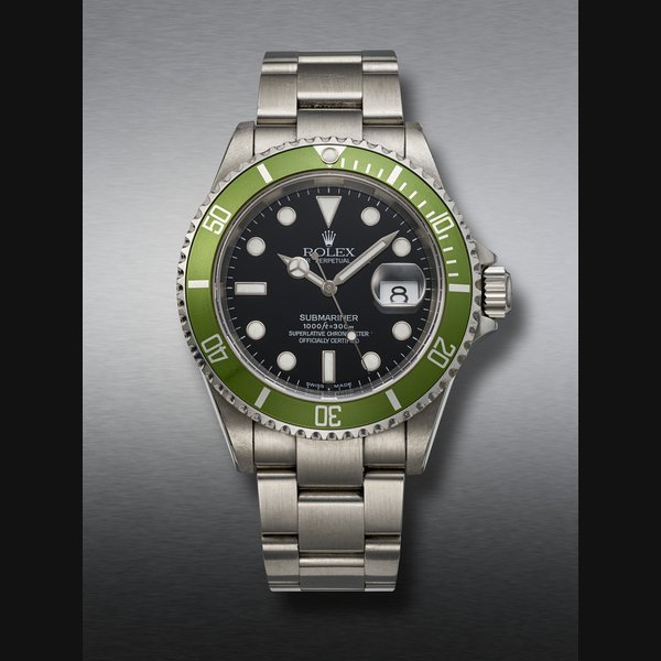 ROLEX, STAINLESS STEEL 'SUBMARINER', SO-CALLED 'KERMIT FLAT FOUR', REF. 16610 T